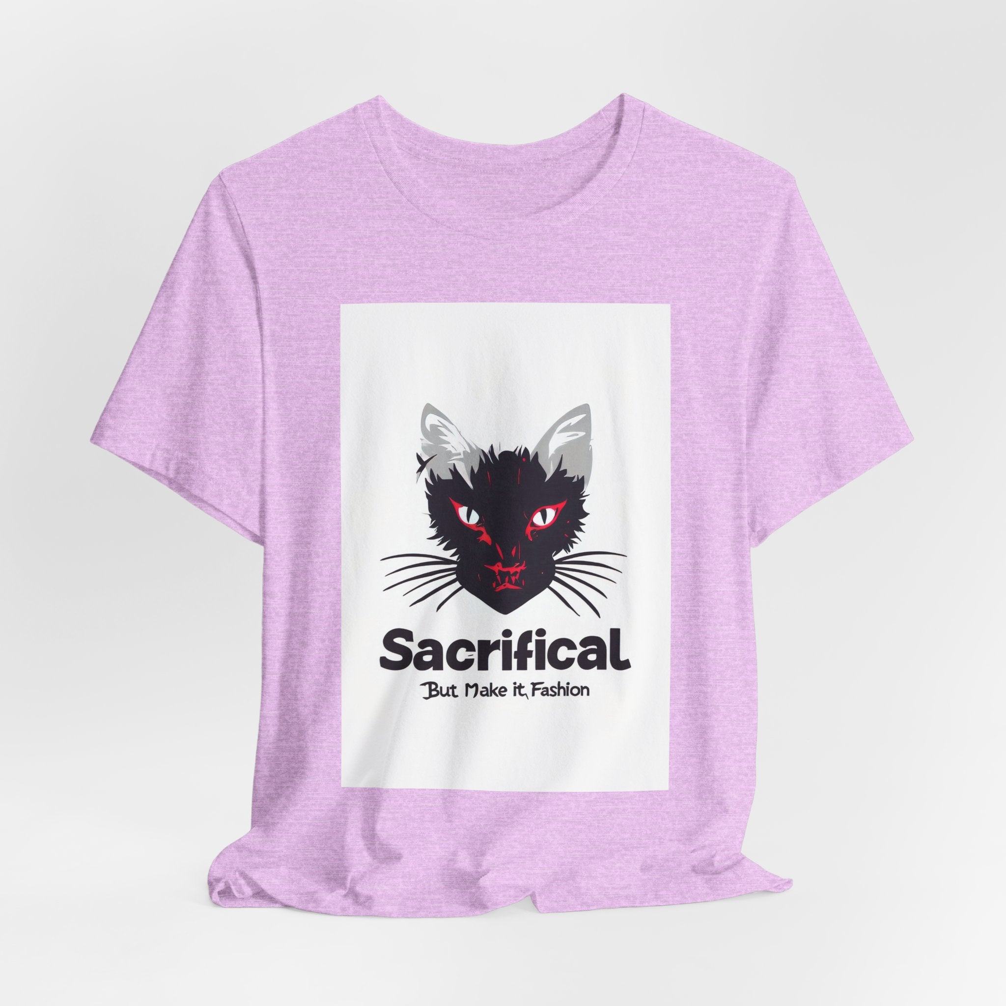 Sacrificial Cat T-Shirt — Red-Eyed Black Cat "Sacrificial" Graphic Tee