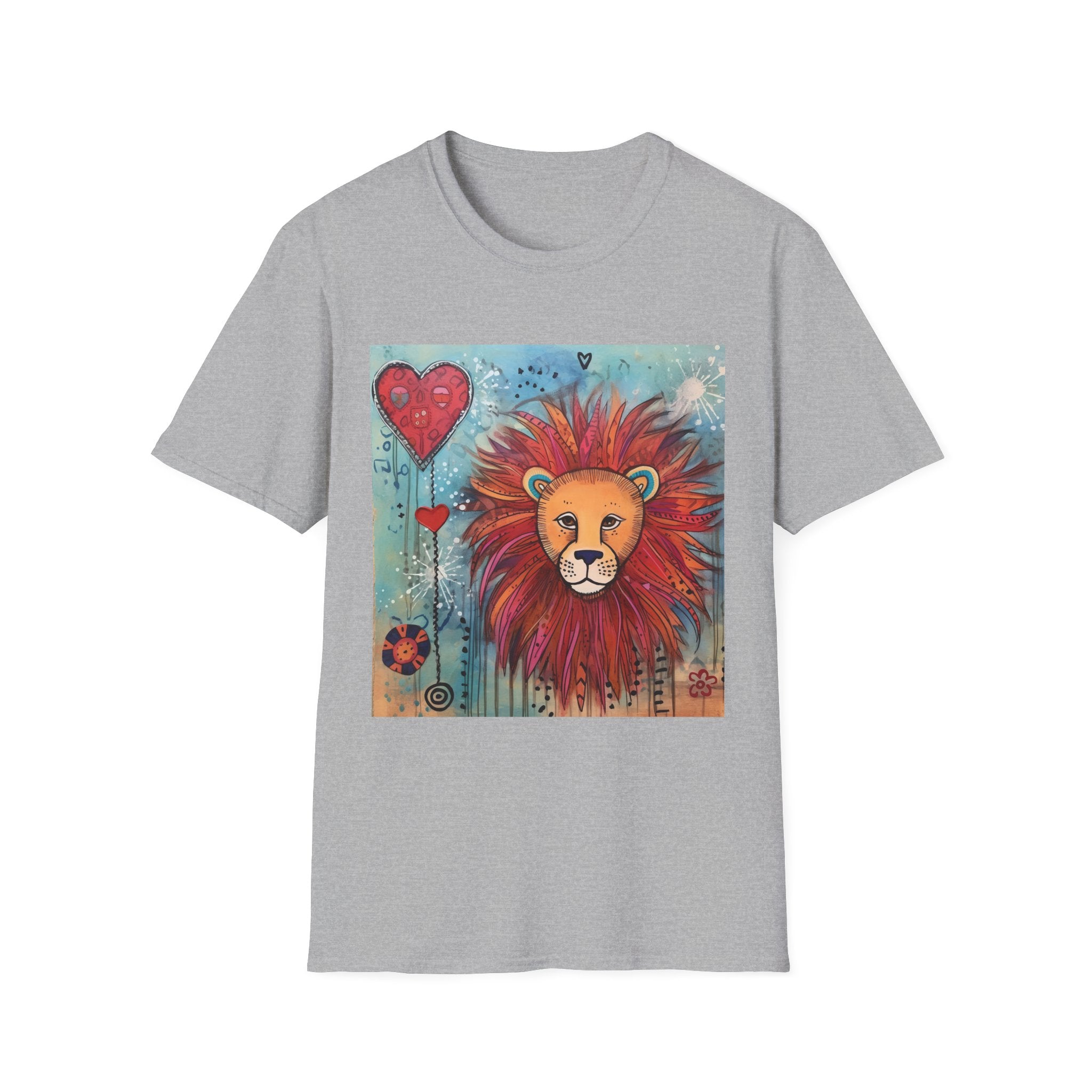 Lion Heart T-Shirt — Colorful Whimsical Lion Illustration Tee