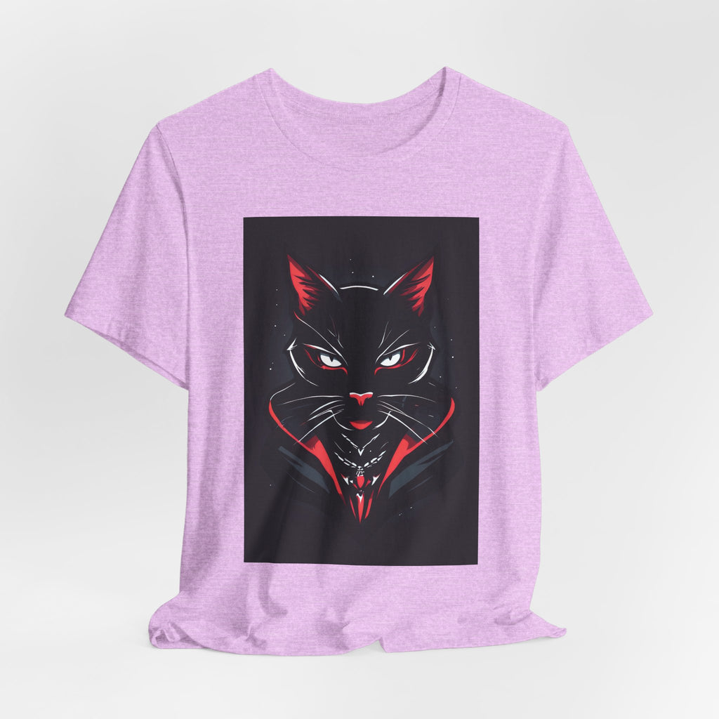 Black Cat Vampire Graphic Tee — Gothic Halloween Horror T-Shirt
