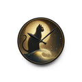 Moonlit Mystic Cat Acrylic Wall Clock – Celestial Black Cat Home Décor