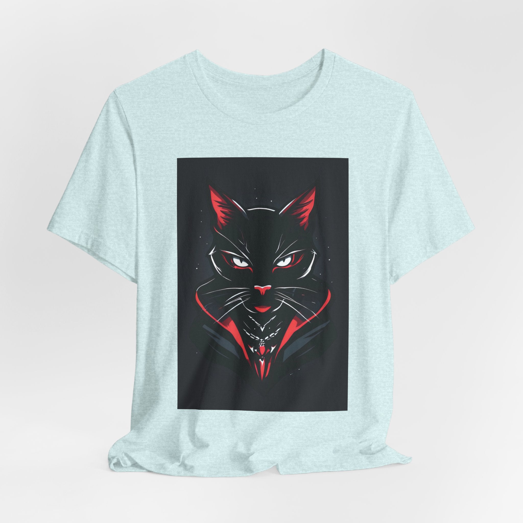 Black Cat Vampire Graphic Tee — Gothic Halloween Horror T-Shirt