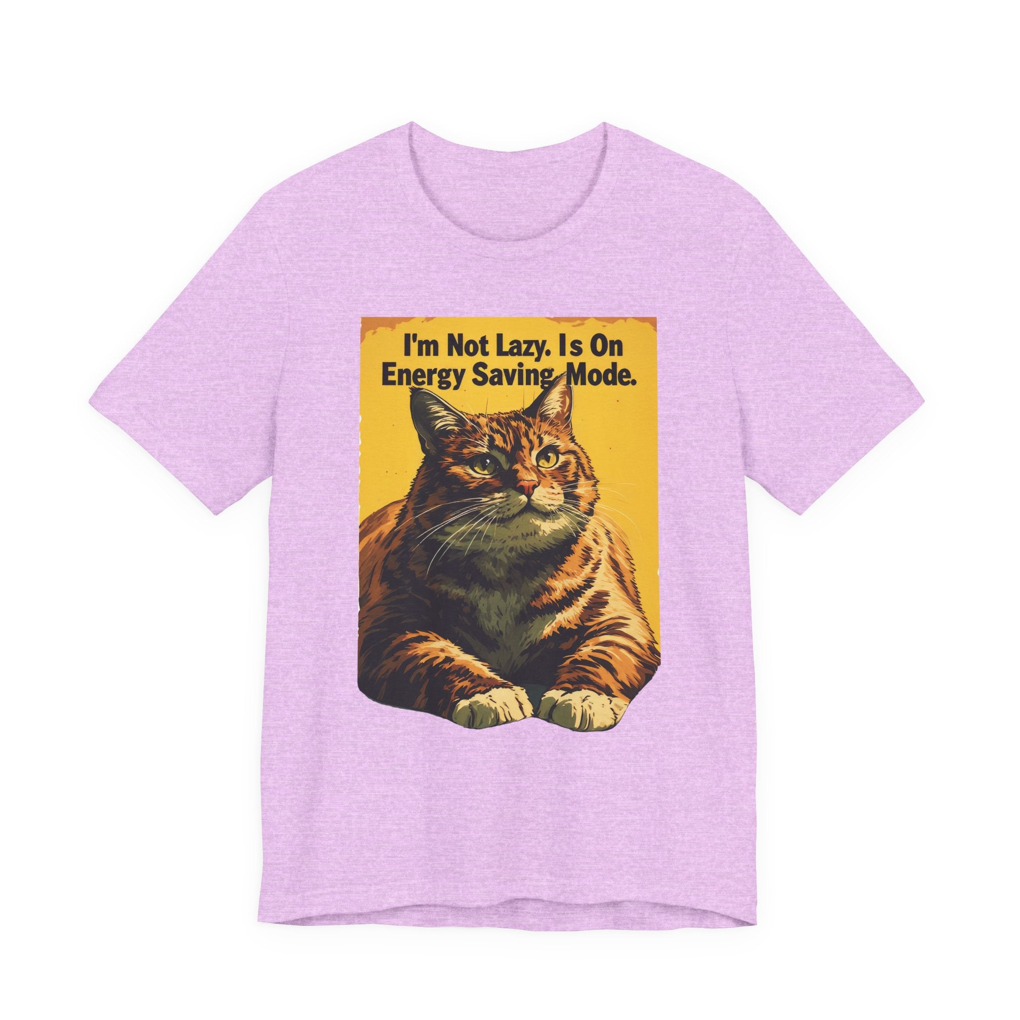 Energy Saving Mode Cat T-Shirt – "I'm Not Lazy" Retro Cat Graphic Tee