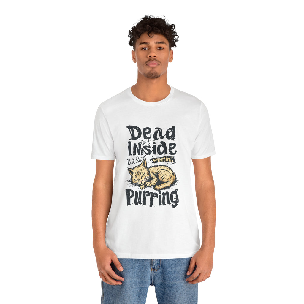 Cat T-Shirt — "Dead Inside But Still Purrin'" Cute Vintage Sleeping Kitten Tee
