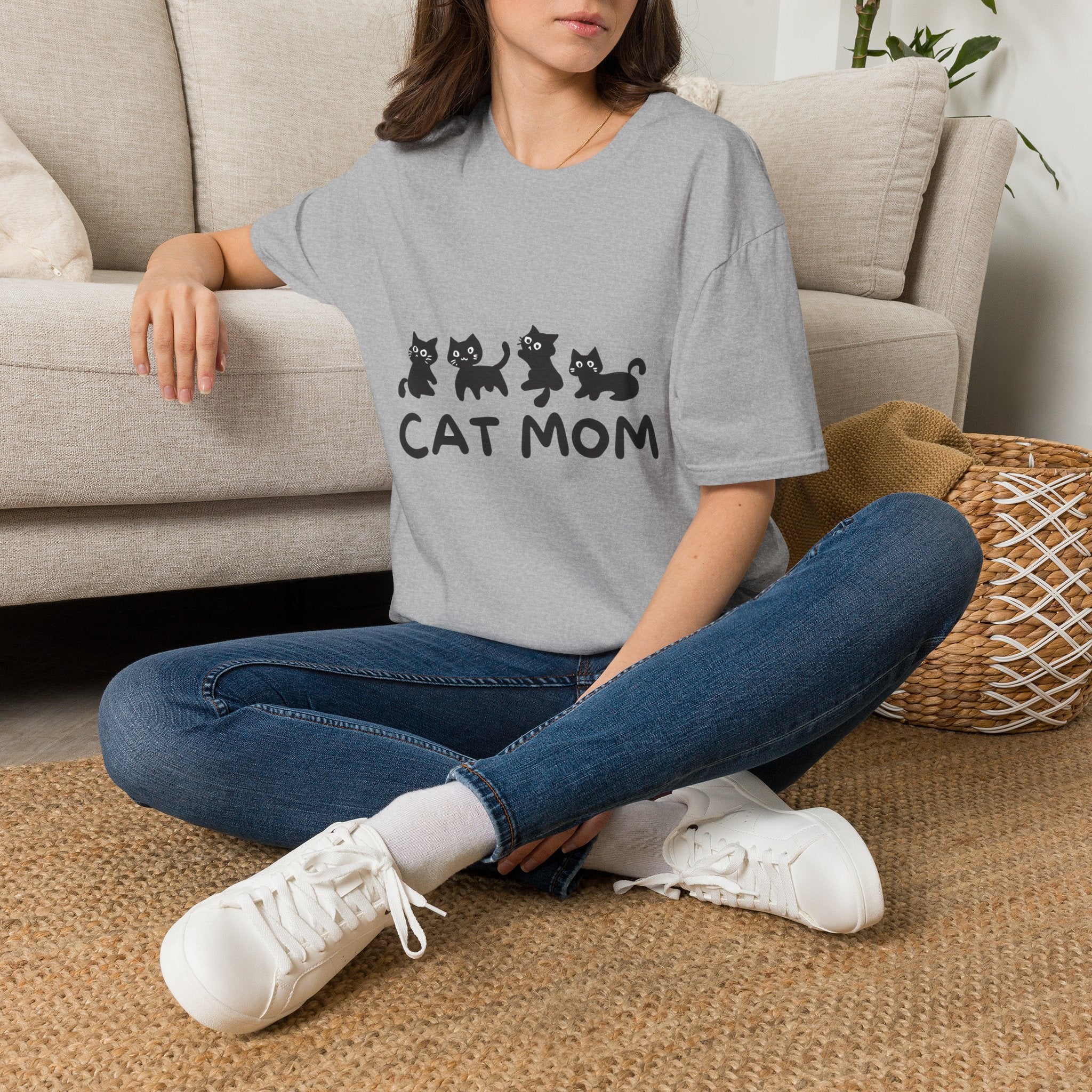Cat Mom T‑Shirt — Cute Black Kittens Graphic Tee for Cat Lovers
