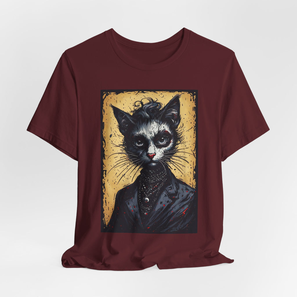 Gothic Portrait Cat T-Shirt – Vintage Dark Kitty Art Tee