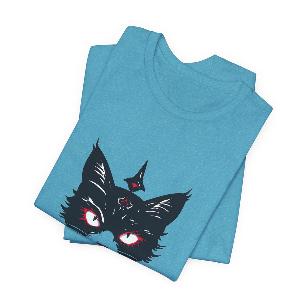 Occult Black Cat Tee — Mystical Cat Head Graphic T-Shirt
