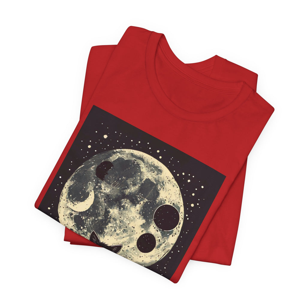 Moonlit Black Cat T‑Shirt — Vintage Celestial Cat Tee