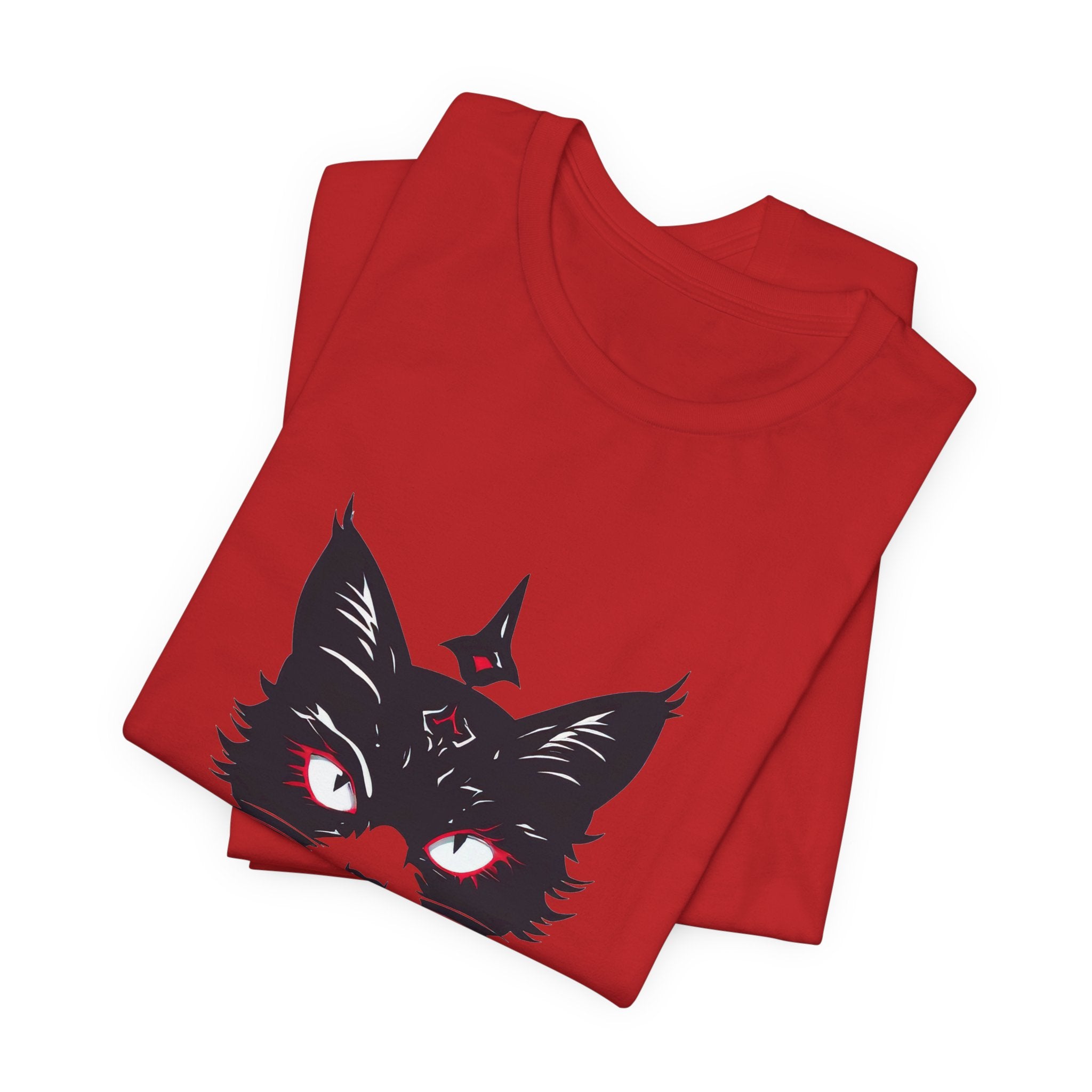 Occult Black Cat Tee — Mystical Cat Head Graphic T-Shirt