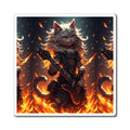 Rock Cat Magnet — Flaming Guitar Feline Refrigerator Sticker