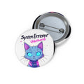 Cat Pin Button — "System Errerer. Unbothered." Cute Cyberpunk Blue Cat Badge