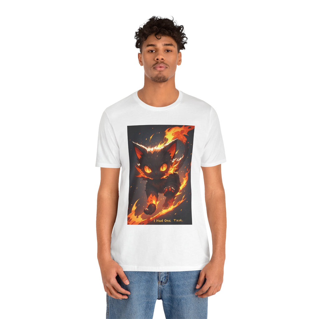 Flame Kitten Graphic Tee — Fiery Cat Illustration T-Shirt