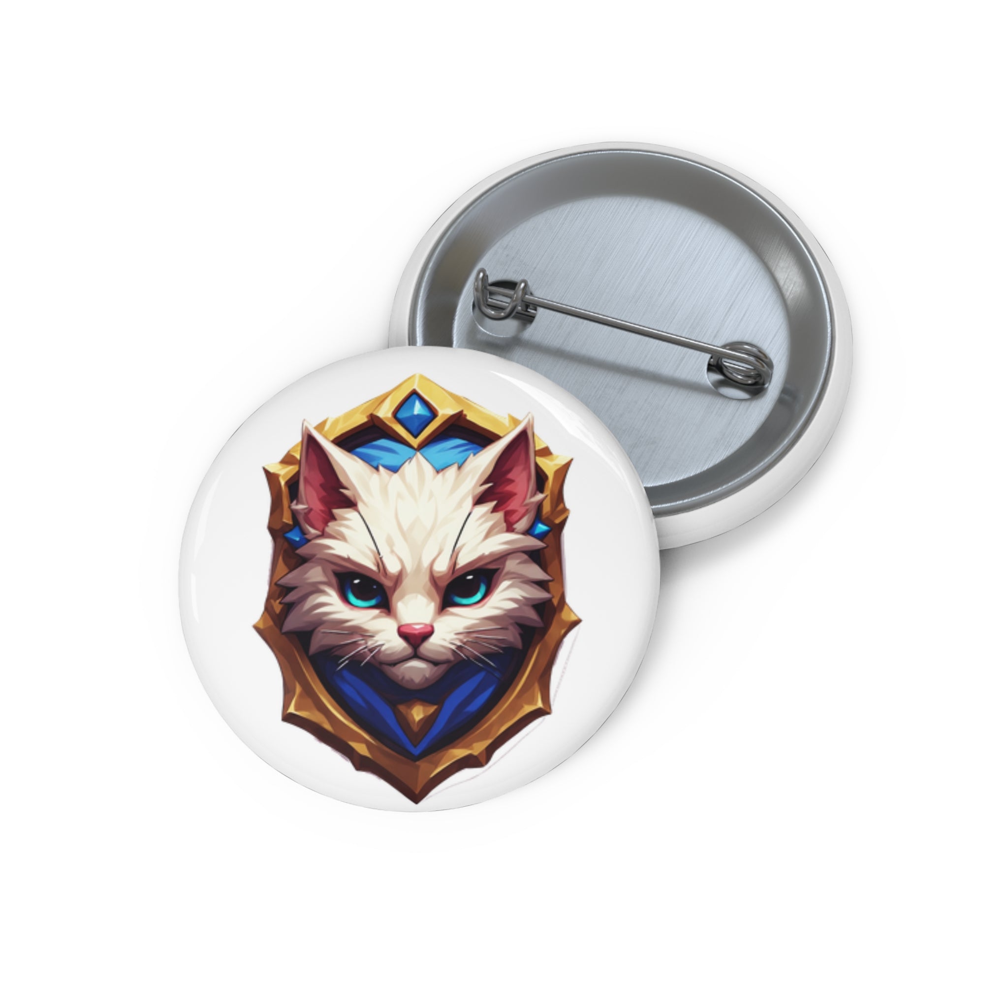 Cat Crest Pin Button — Enamel-Style Cute Cat Badge for Jackets, Backpacks & Gifts