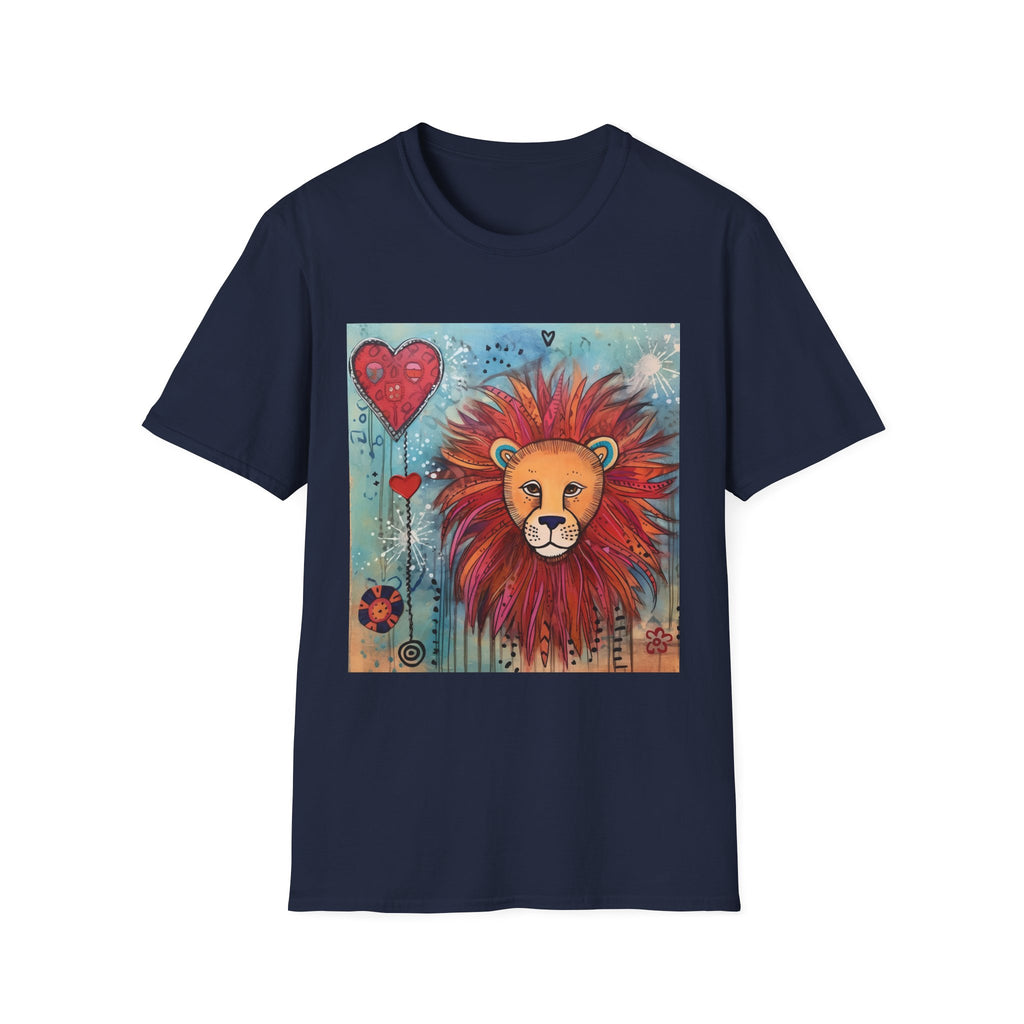 Lion Heart T-Shirt — Colorful Whimsical Lion Illustration Tee