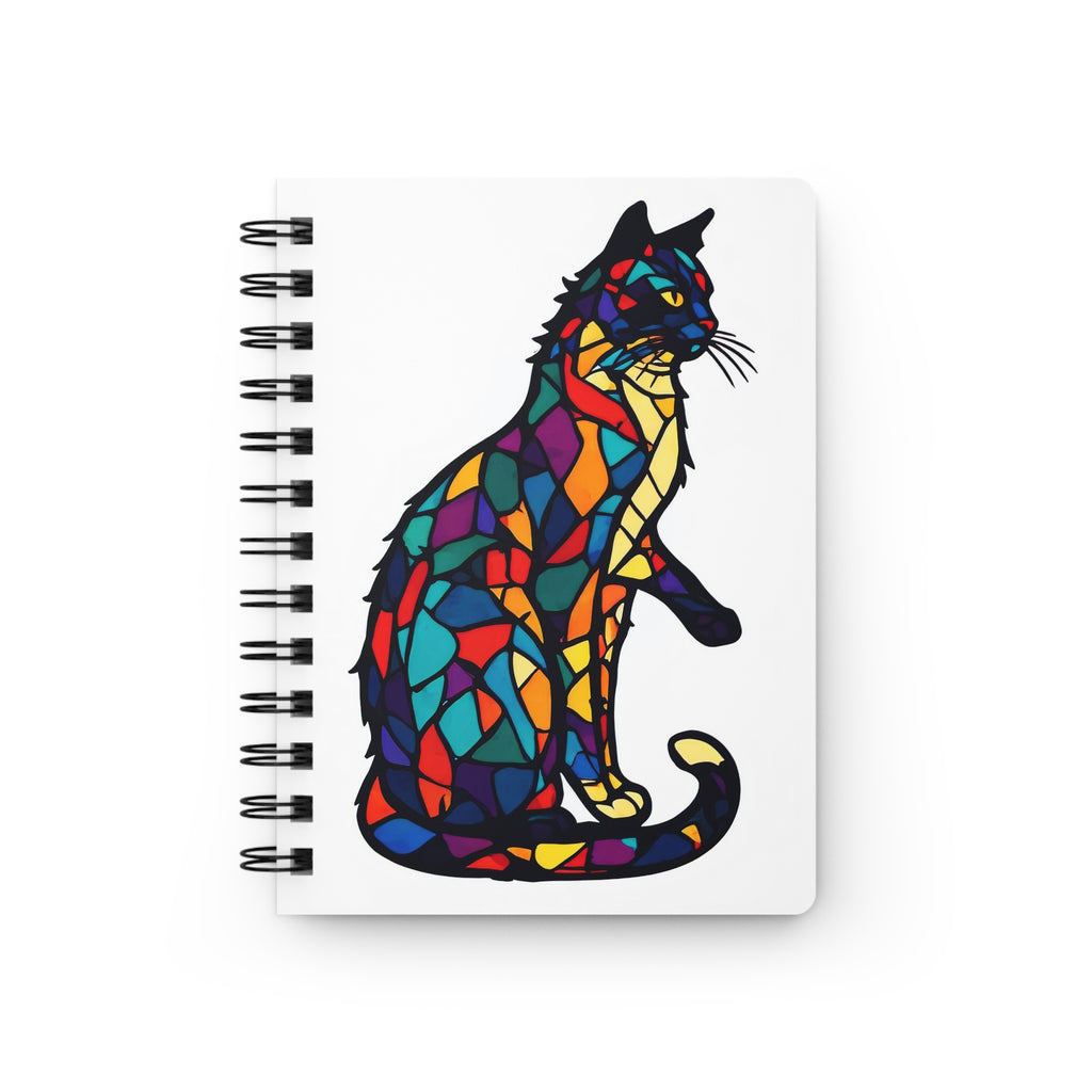 Stained Glass Cat Spiral Journal – Colorful Mosaic Notebook for Notes & Sketches
