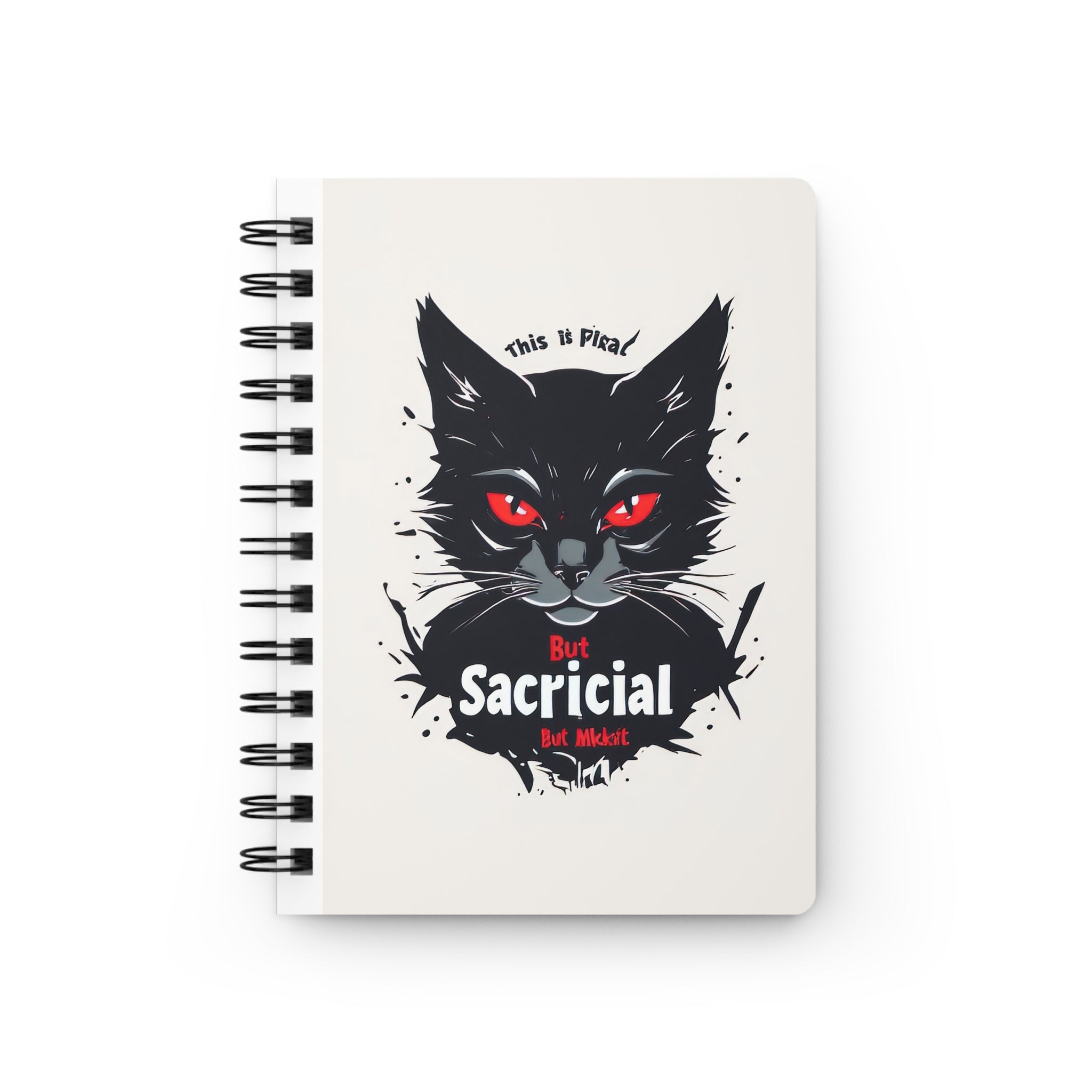 Sacrificial Black Cat Spiral Journal — "This Is Pissed But Sacrificial" Gothic Notebook