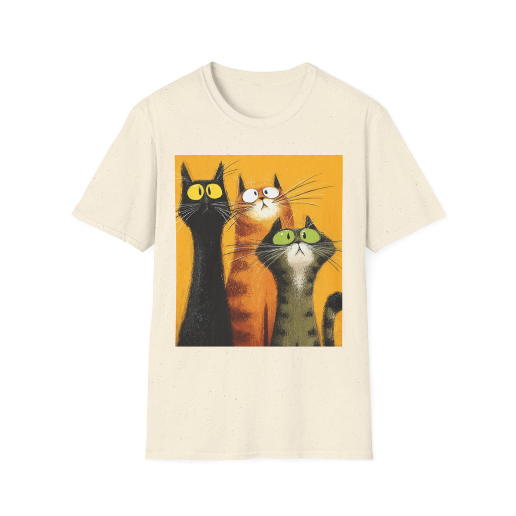 Cat Trio Graphic T-Shirt — Cute Whimsical Cats Art Tee