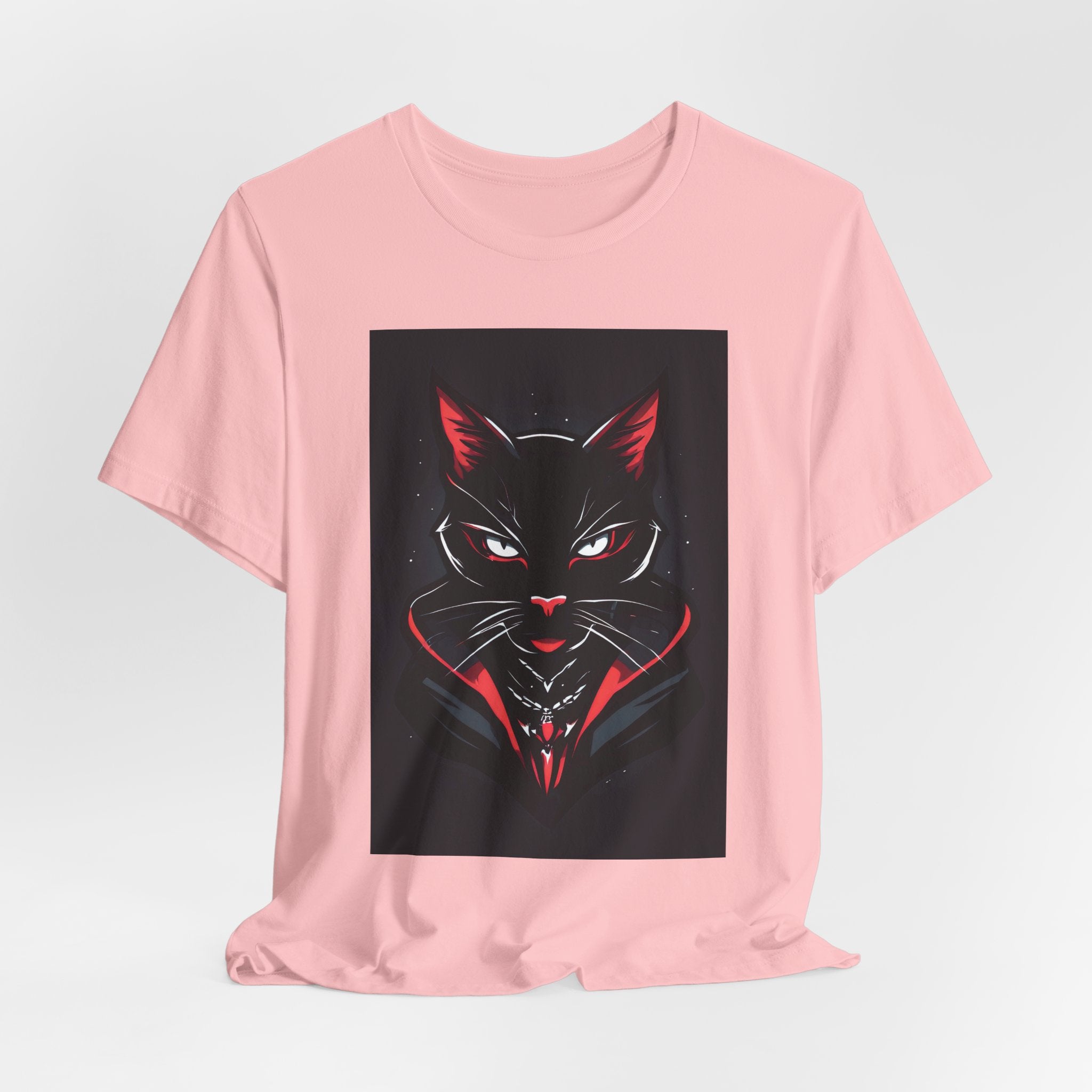 Black Cat Vampire Graphic Tee — Gothic Halloween Horror T-Shirt