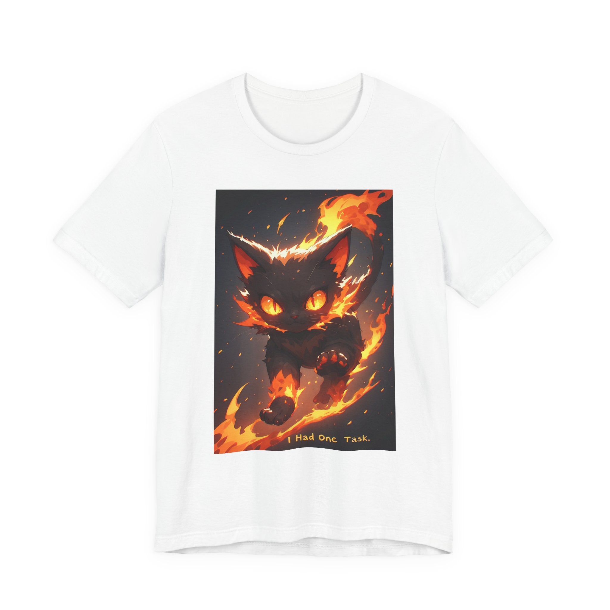 Flame Kitten Graphic Tee — Fiery Cat Illustration T-Shirt