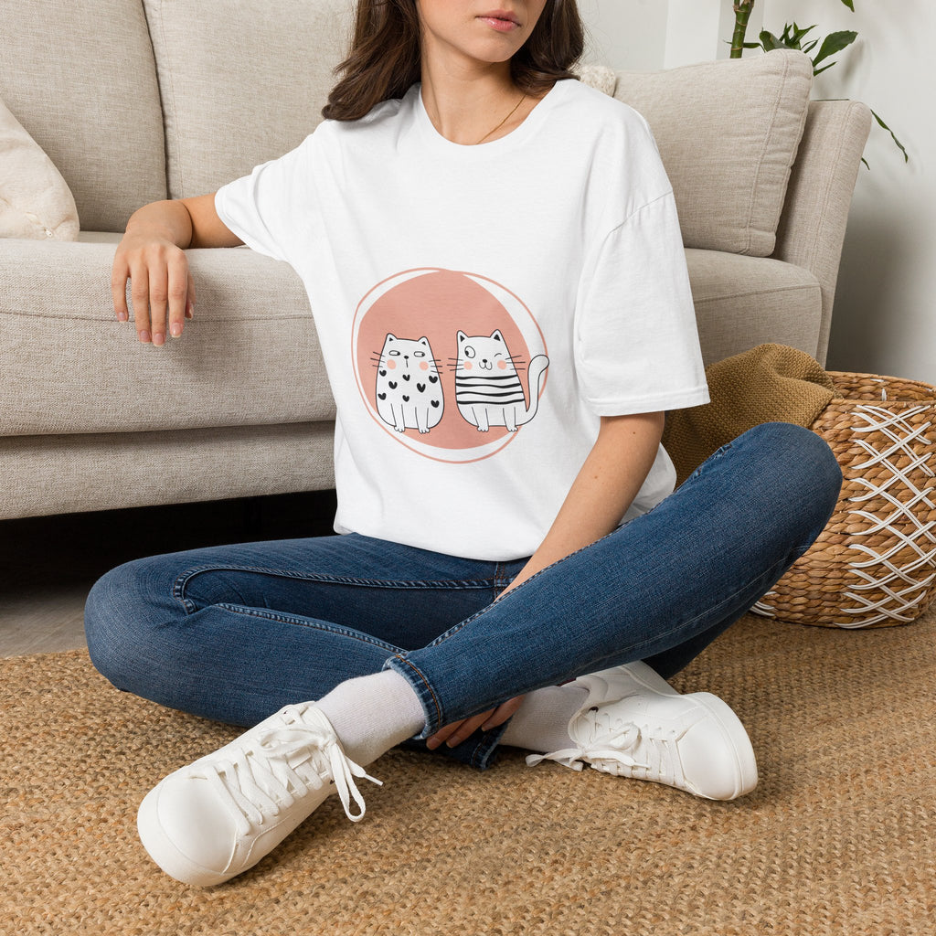 Cute Cat Duo T-Shirt — Kawaii Cat Couple Graphic Tee