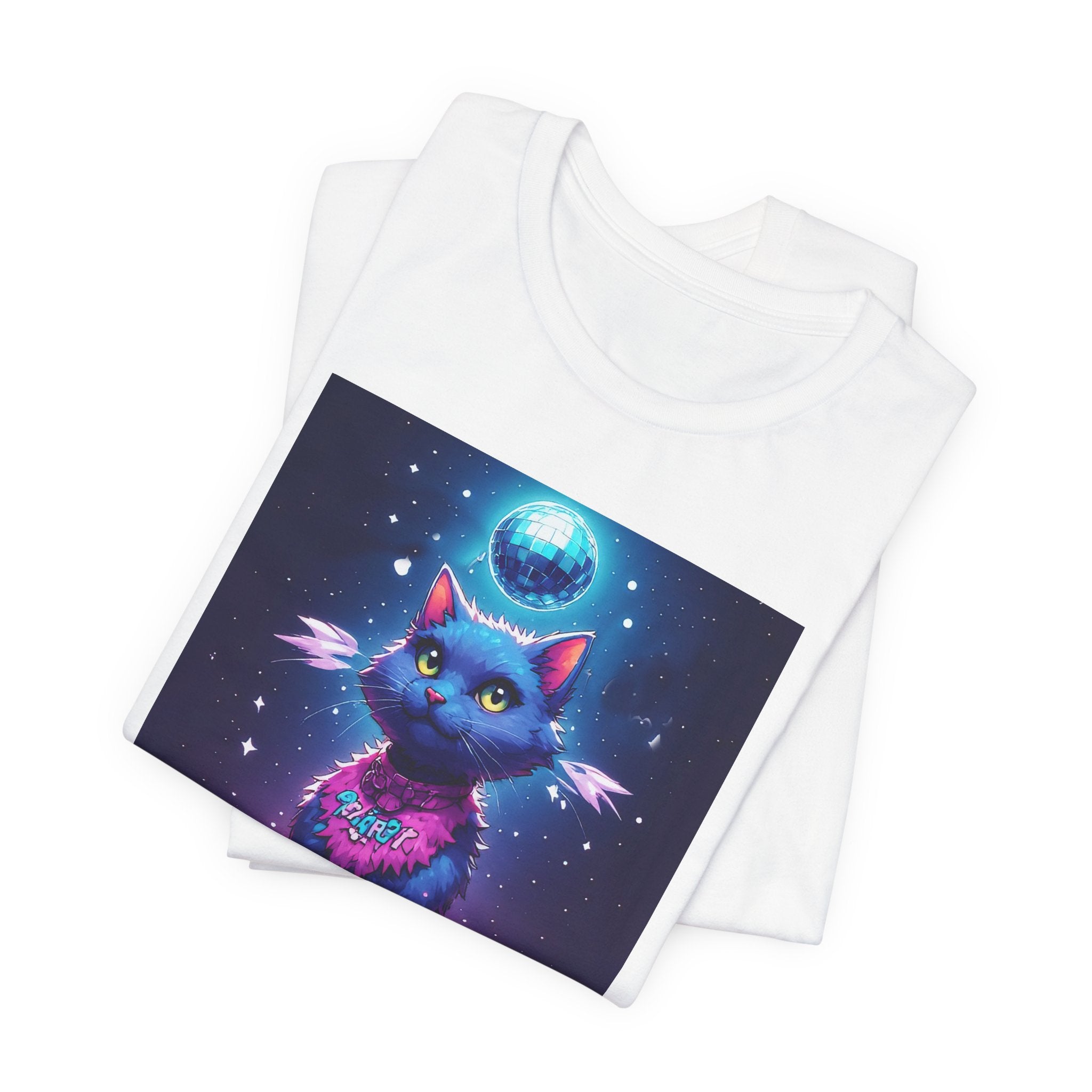 Cosmic Cat T‑Shirt — Neon Space Kitty Graphic Tee