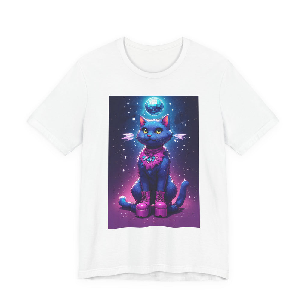 Cosmic Cat T‑Shirt — Neon Space Kitty Graphic Tee