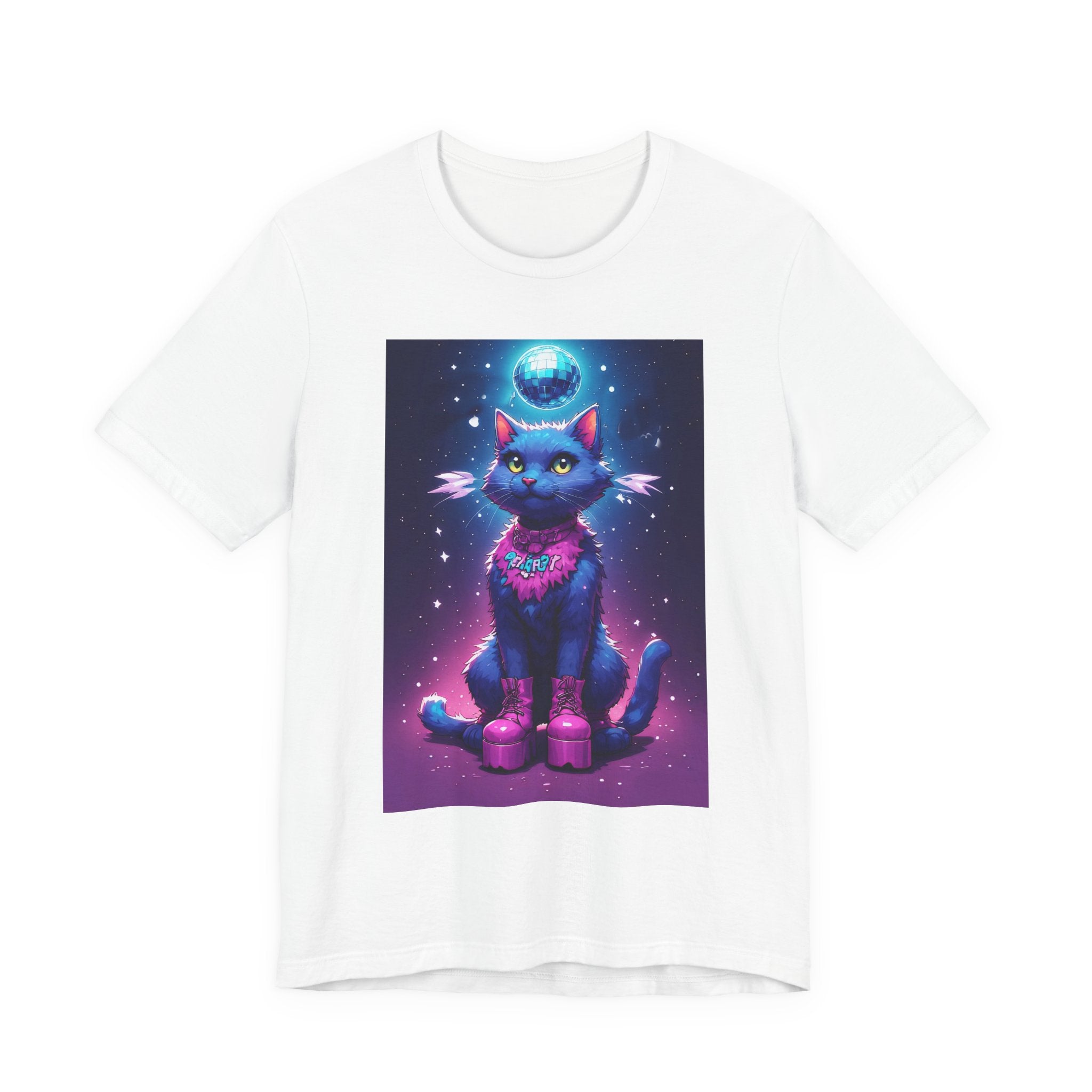 Cosmic Cat T‑Shirt — Neon Space Kitty Graphic Tee