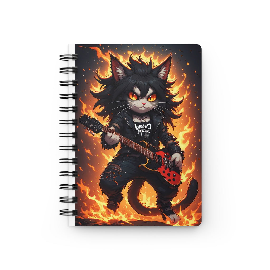 Rock Cat Spiral Notebook — Flame Guitarist Journal
