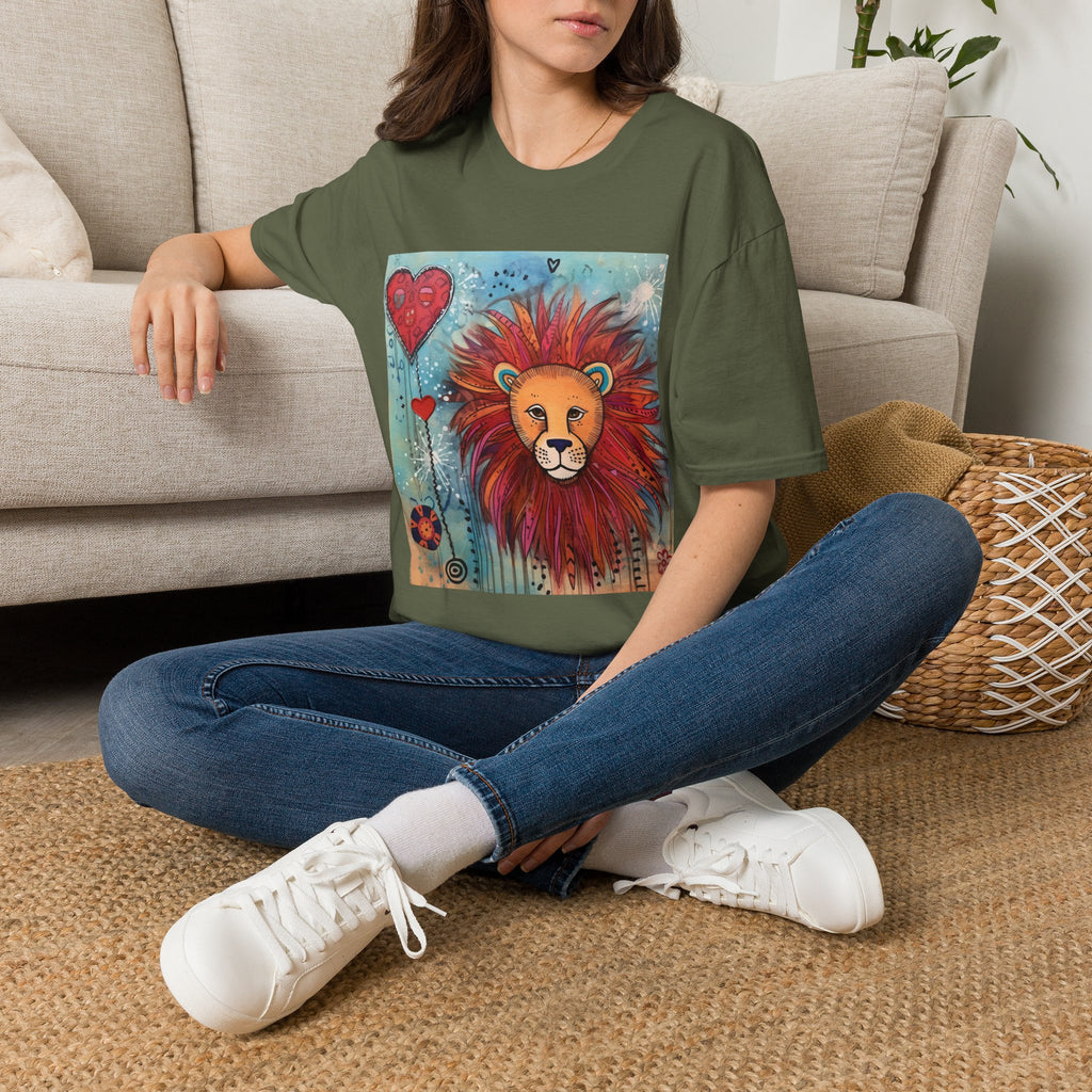 Lion Heart T-Shirt — Colorful Whimsical Lion Illustration Tee