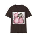 Sweetheart Cats T-Shirt — Pink & Gray Kitty Love Graphic Tee