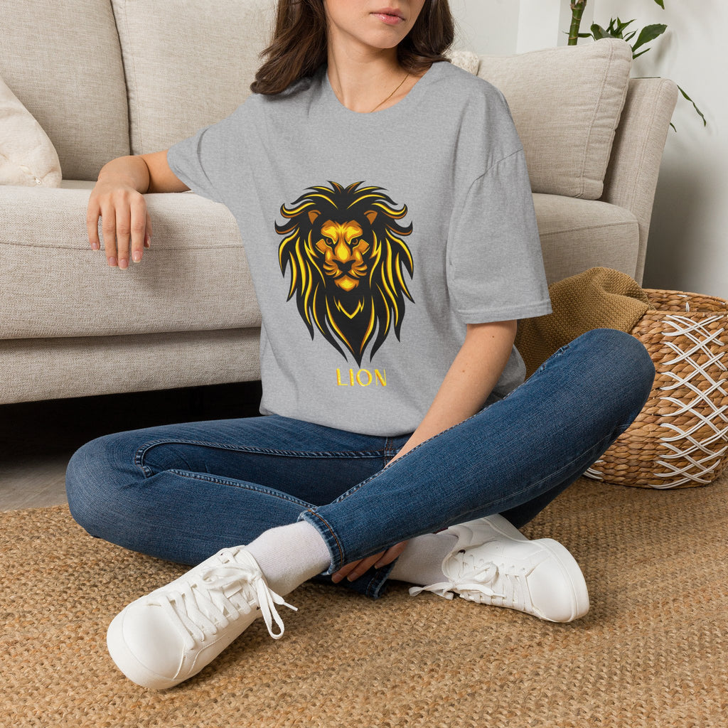 Lion Graphic T-Shirt — Bold Golden Lion Illustration Tee