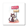 Cat & Motel 'Emotionally Booked' Magnet — Cute Retro Cat Refrigerator Magnet