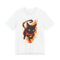 Flaming Black Cat Tee — Fiery Halloween Graphic T-Shirt