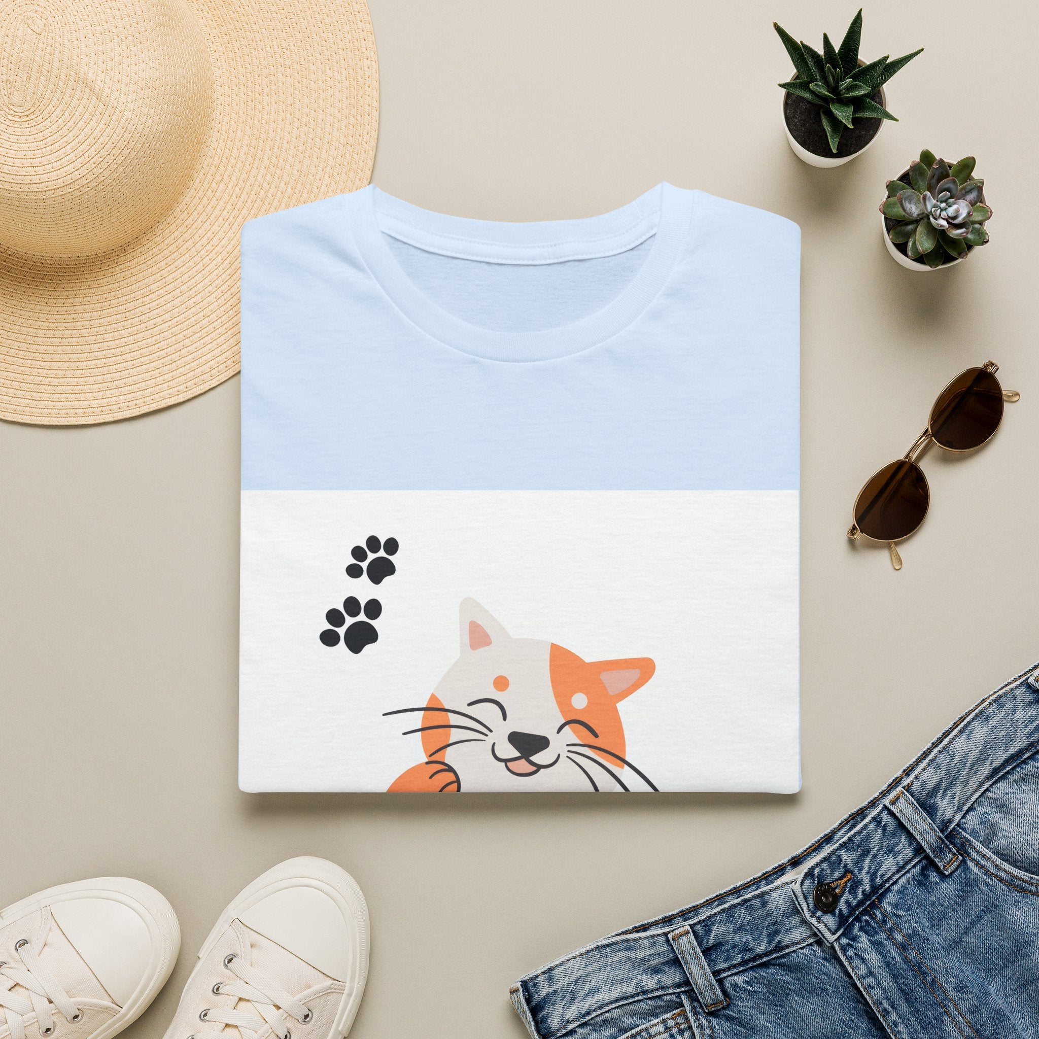 Cute Ginger Cat Paw T-Shirt — Playful Cat Graphic Tee