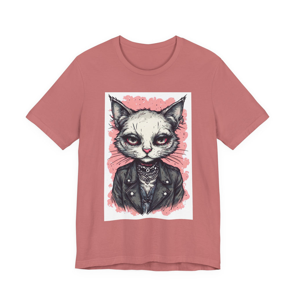 Grumpy Punk Cat T-Shirt — Gothic Kitty Graphic Tee