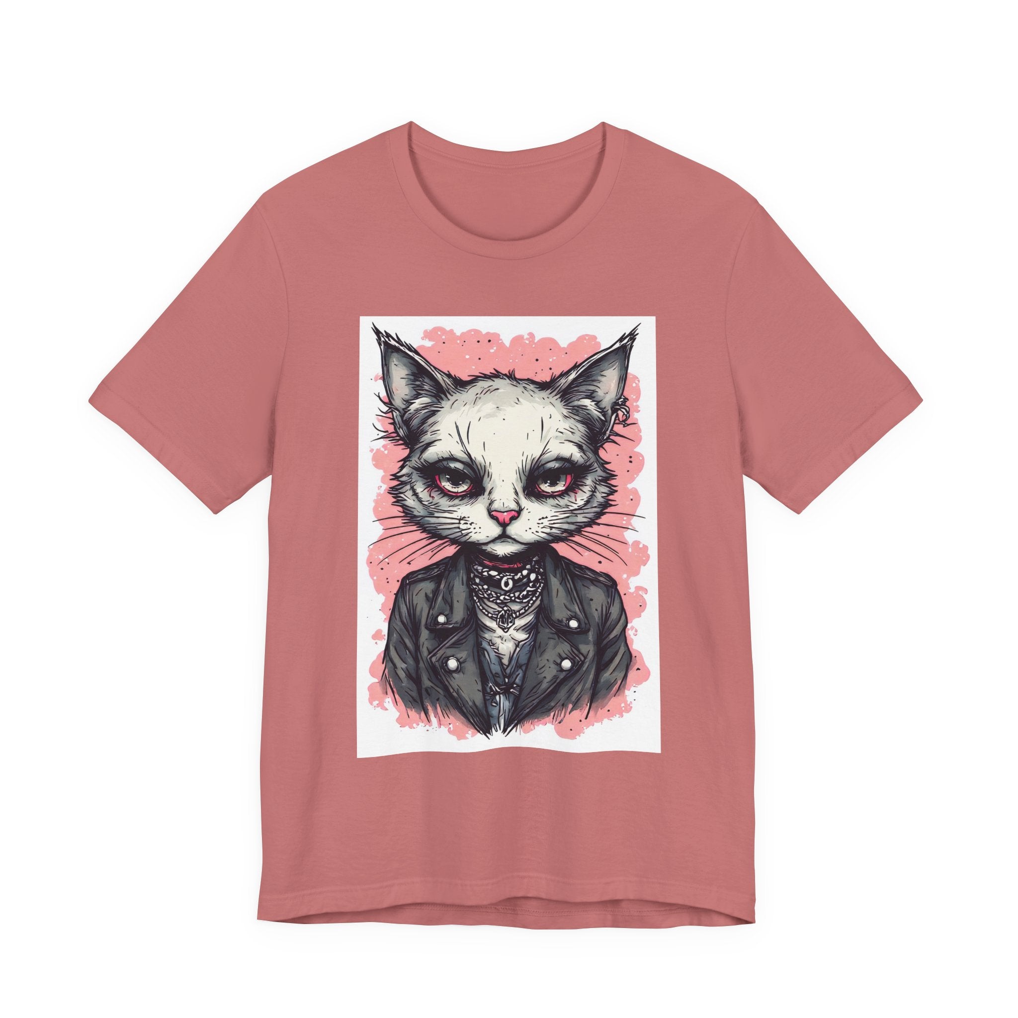 Grumpy Punk Cat T-Shirt — Gothic Kitty Graphic Tee