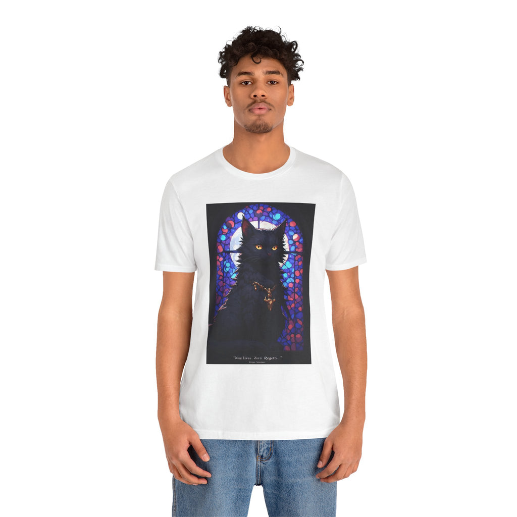 Black Cat Stained Glass T-Shirt