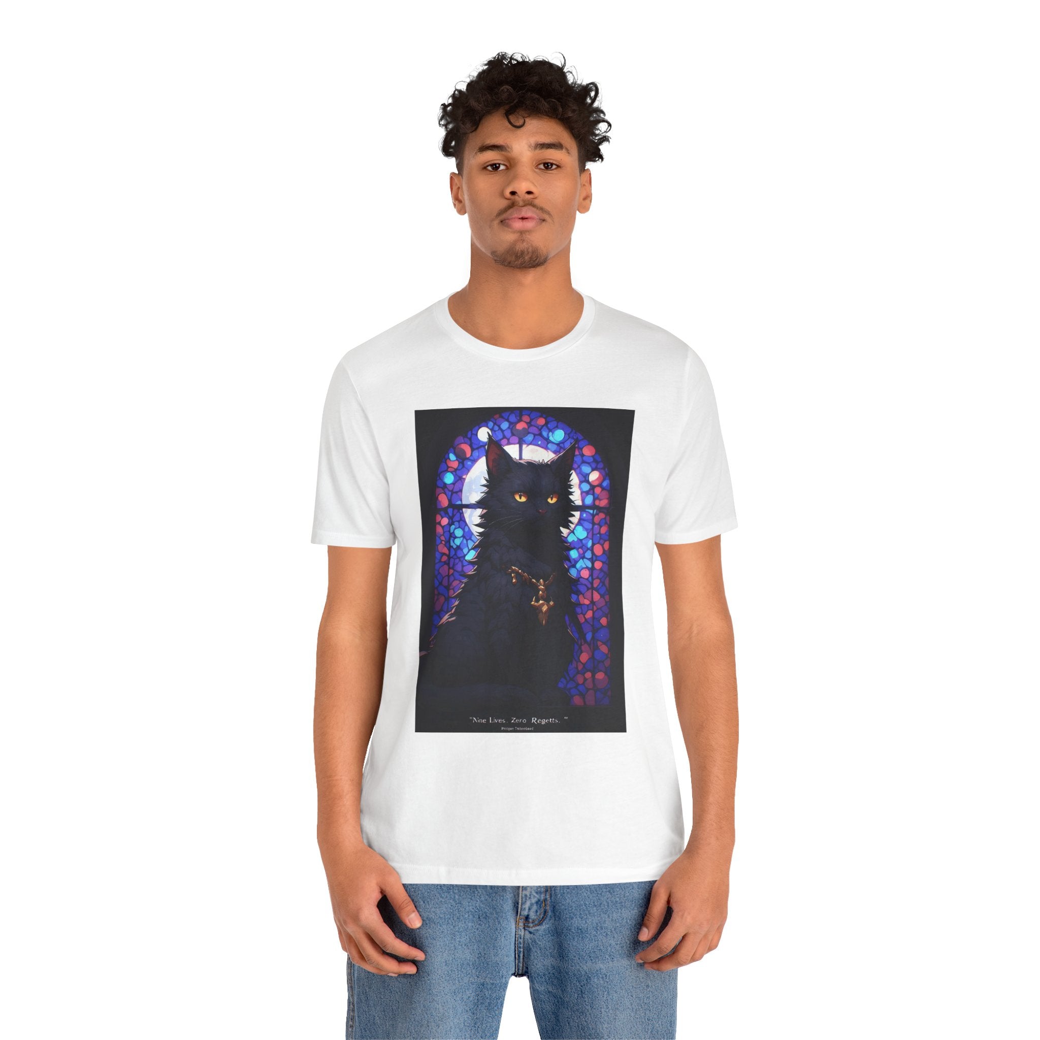 Black Cat Stained Glass T-Shirt