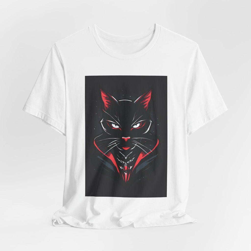 Black Cat Vampire Graphic Tee — Gothic Halloween Horror T-Shirt