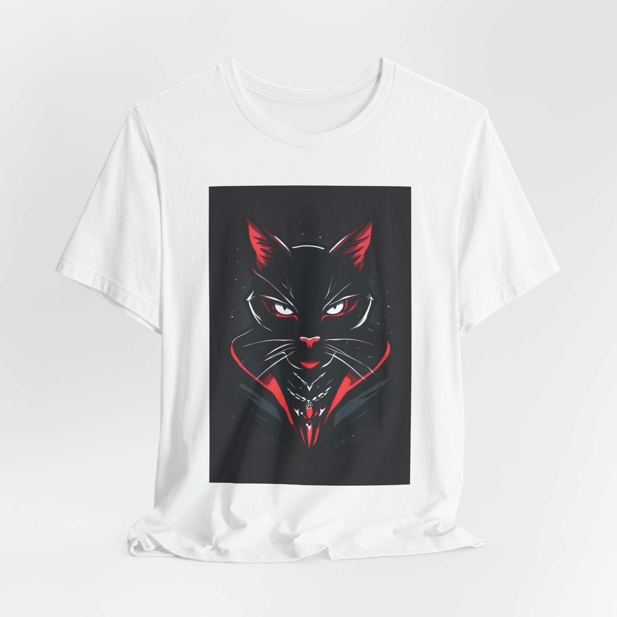 Black Cat Vampire Graphic Tee — Gothic Halloween Horror T-Shirt