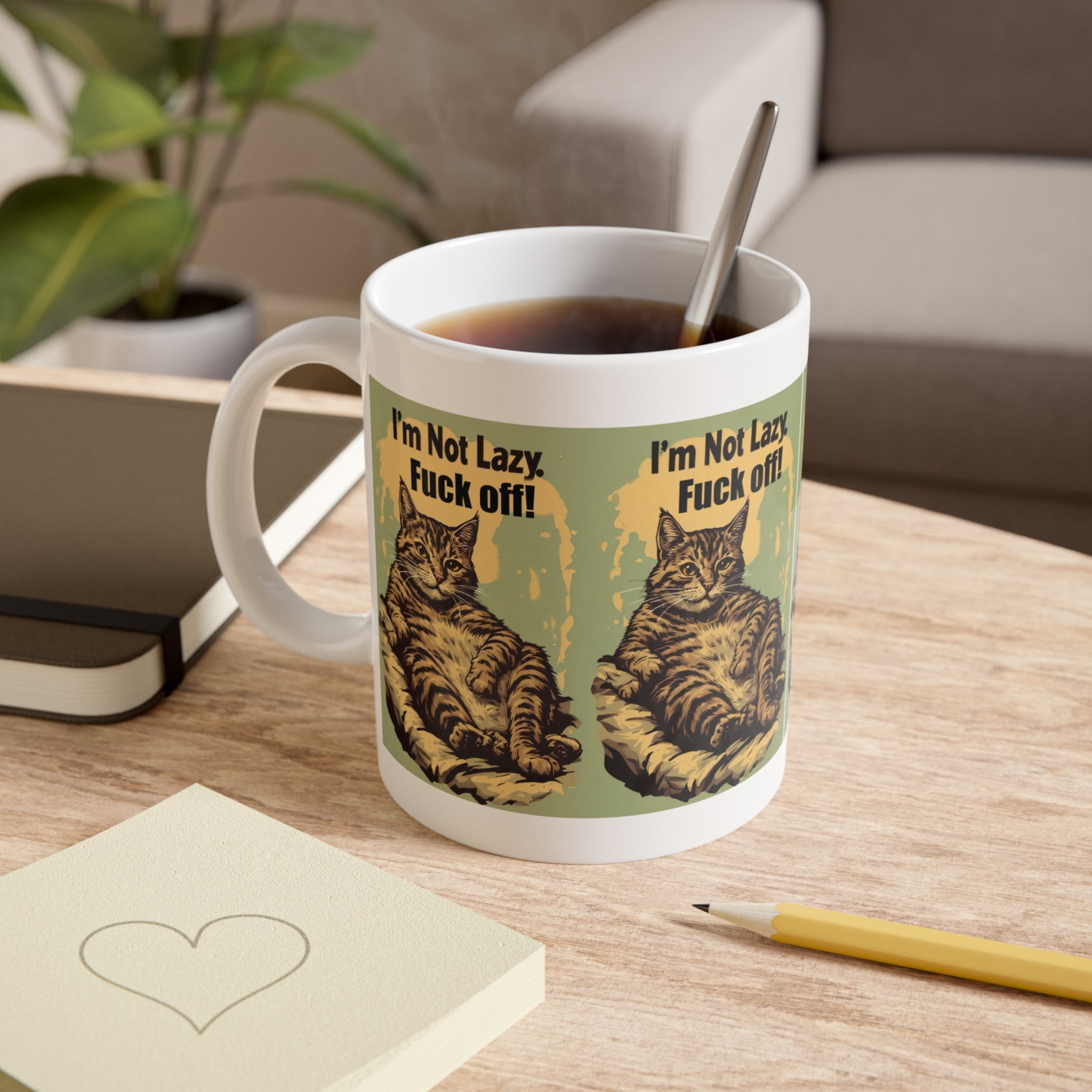 Ceramic Mug — "I'm Not Lazy, Fuck Off!" Grumpy Cat Coffee Mug