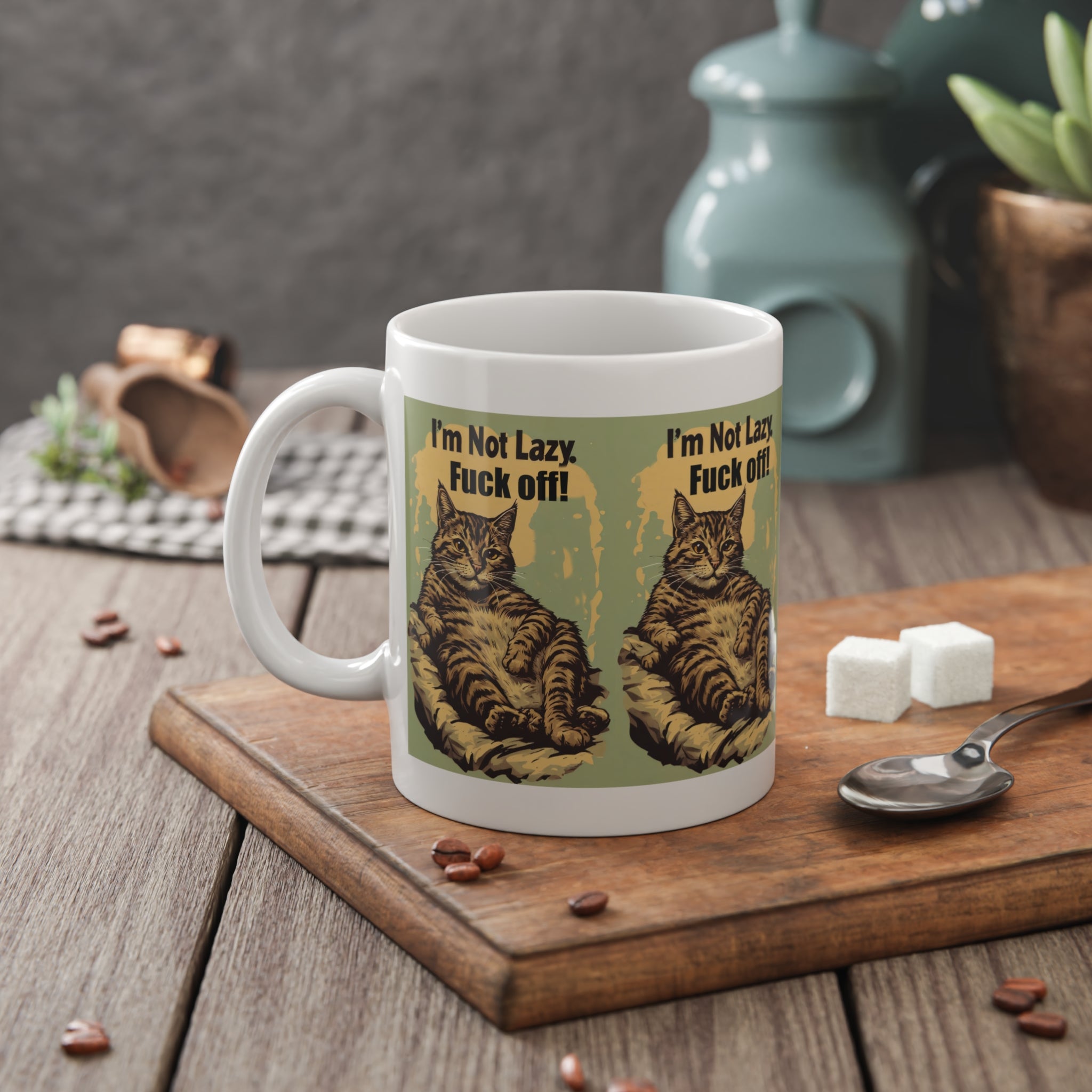 Ceramic Mug — "I'm Not Lazy, Fuck Off!" Grumpy Cat Coffee Mug