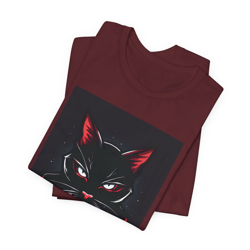 Black Cat Vampire Graphic Tee — Gothic Halloween Horror T-Shirt