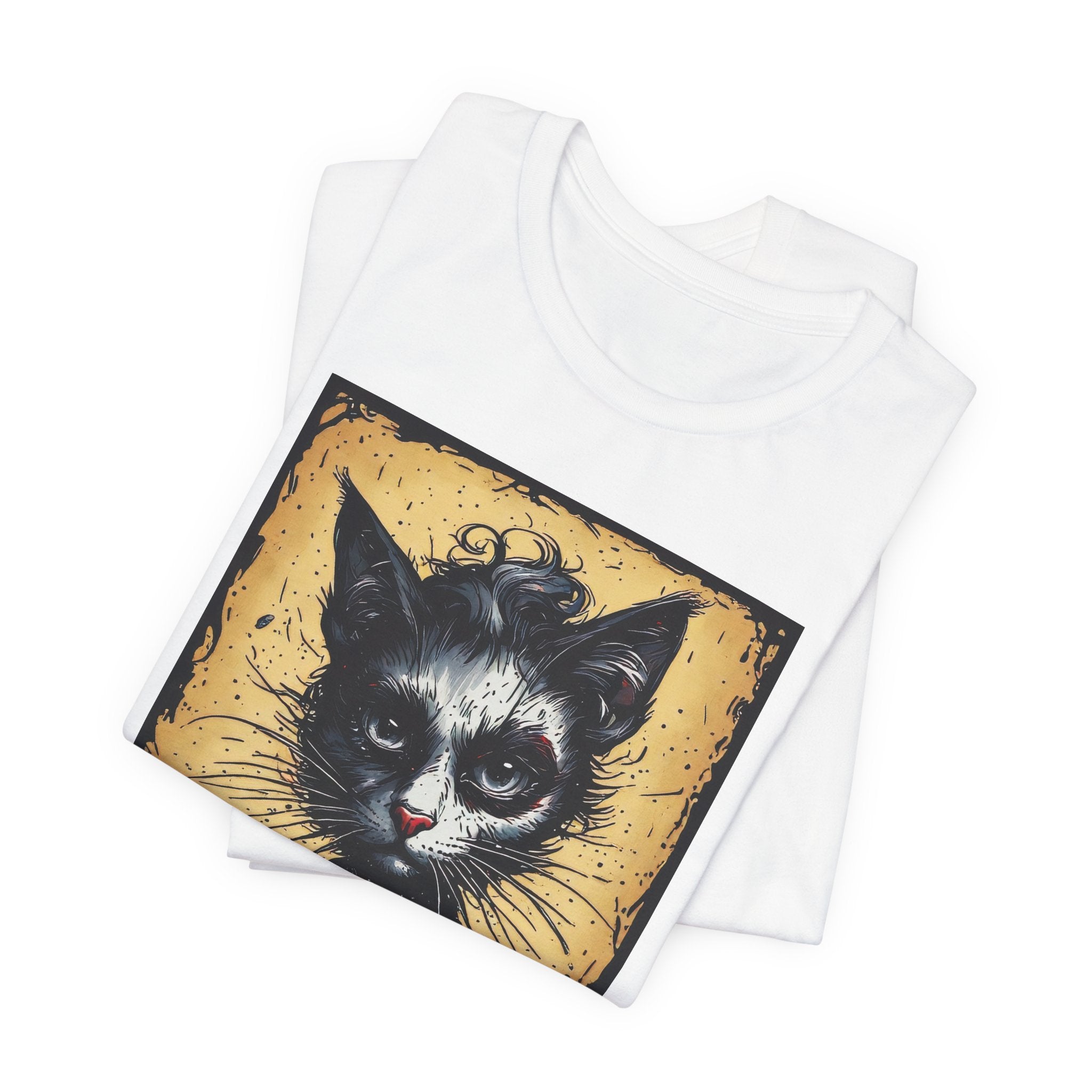 Gothic Portrait Cat T-Shirt – Vintage Dark Kitty Art Tee
