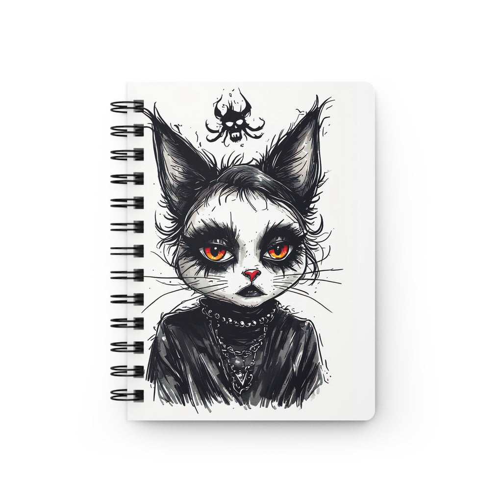 Gothic Cat Spiral Journal — Dark Kawaii Sketch Notebook