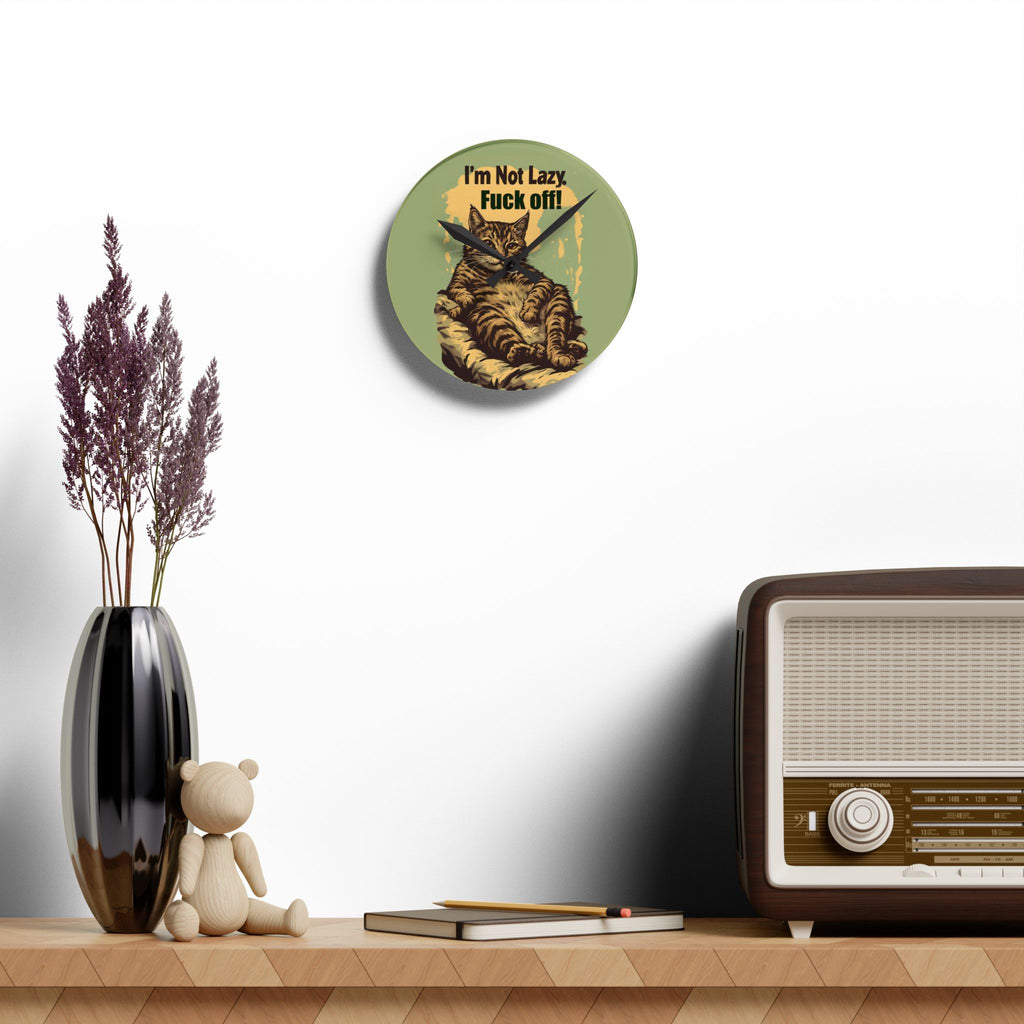 I'm Not Lazy Cat Wall Clock – Funny Sarcastic Cat Decor
