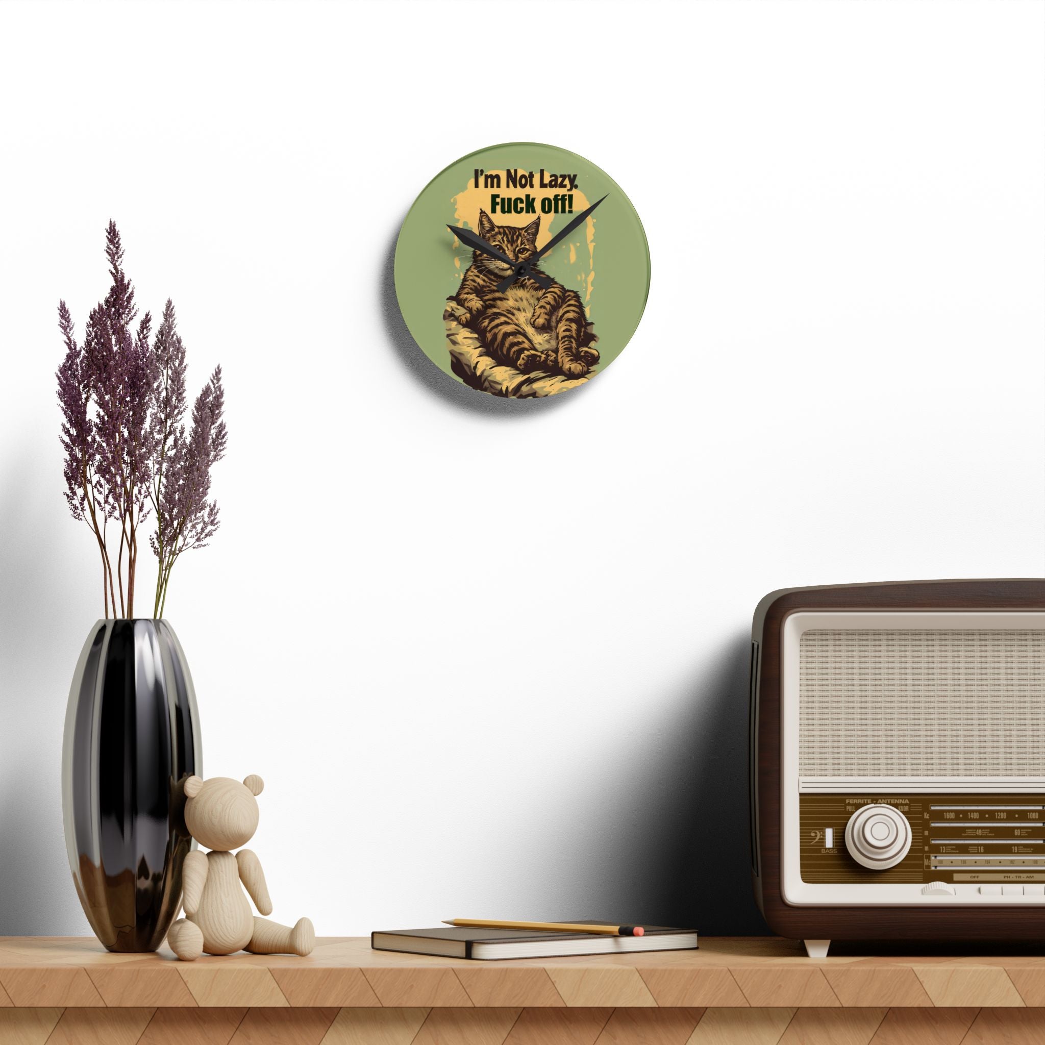 I'm Not Lazy Cat Wall Clock – Funny Sarcastic Cat Decor