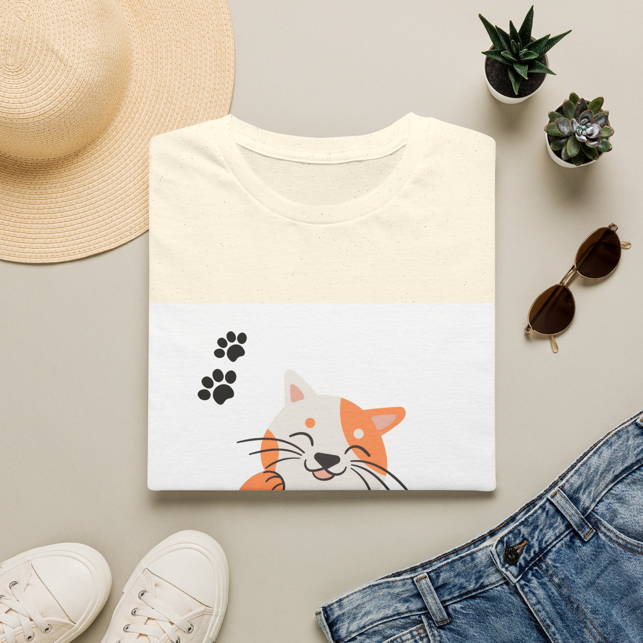 Cute Ginger Cat Paw T-Shirt — Playful Cat Graphic Tee