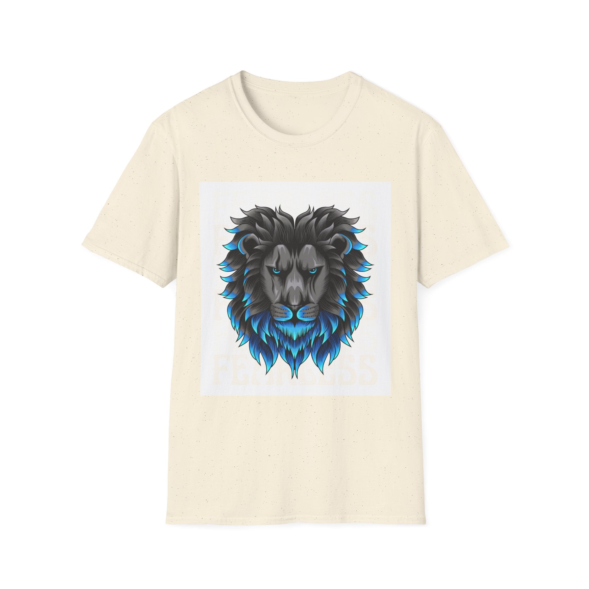 Lion Head T-Shirt — Bold Black & Blue Graphic Tee