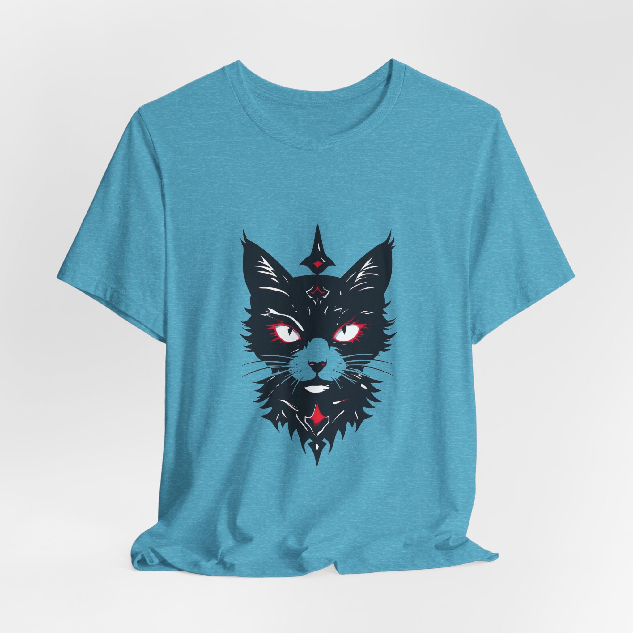 Occult Black Cat Tee — Mystical Cat Head Graphic T-Shirt