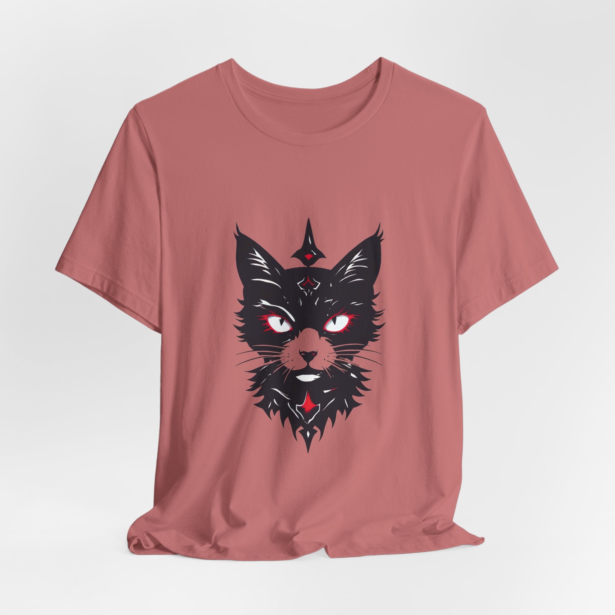 Occult Black Cat Tee — Mystical Cat Head Graphic T-Shirt